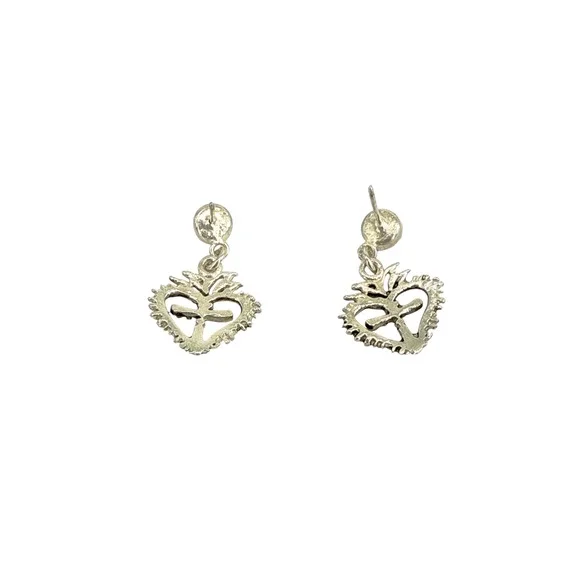 VIRGINS SAINTS & ANGELS VSA Queen of Hearts Crystal Drop Post Earrings in Silver - Picture 6 of 8